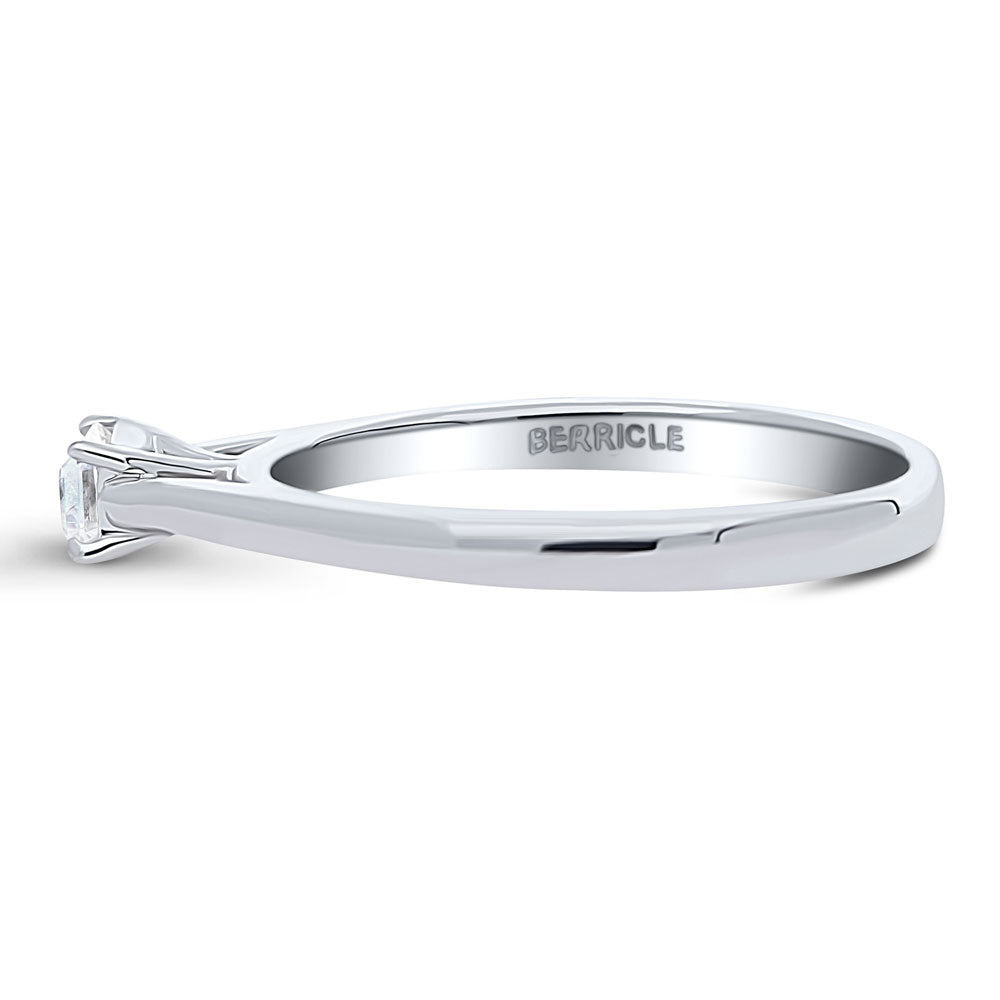Angle view of Solitaire East-West 0.3ct Emerald Cut CZ Ring in Sterling Silver, 5 of 7