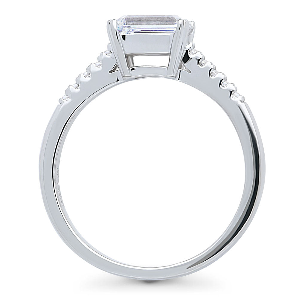 East-West Solitaire CZ Ring in Sterling Silver