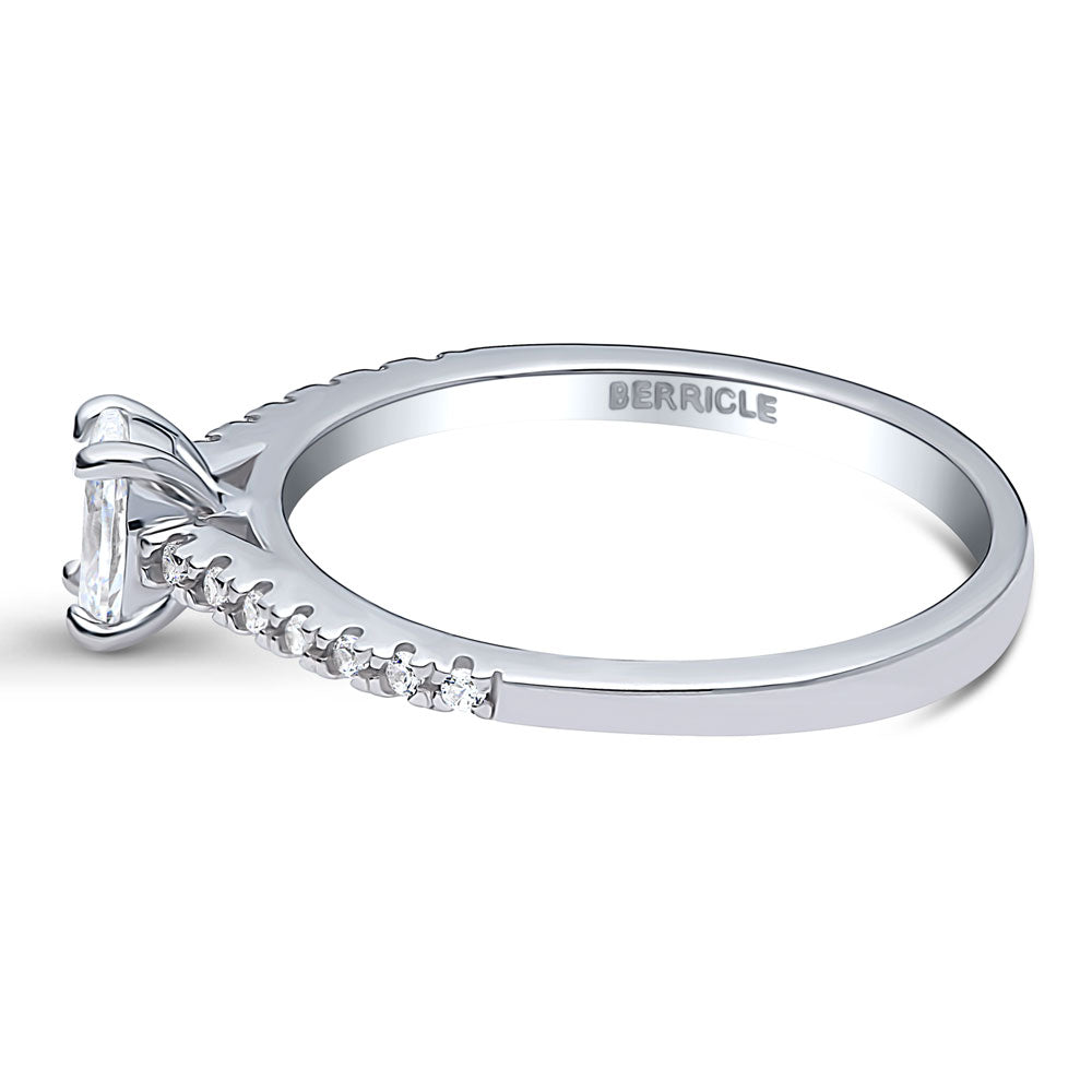Angle view of Solitaire 0.4ct Oval CZ Ring in Sterling Silver, 5 of 9