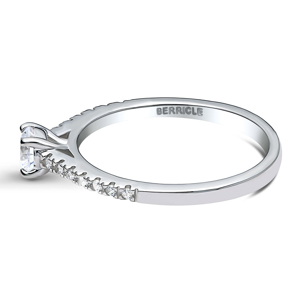 Angle view of Solitaire 0.35ct CZ Ring in Sterling Silver, 5 of 9