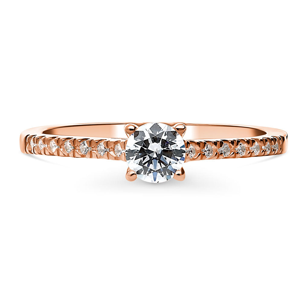 Solitaire 0.35ct Round CZ Ring in Rose Gold Plated Sterling Silver, 1 of 8