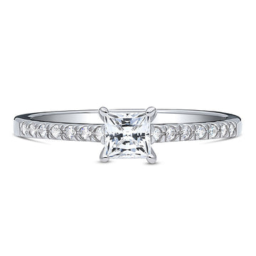 Solitaire 0.4ct Princess CZ Ring in Sterling Silver