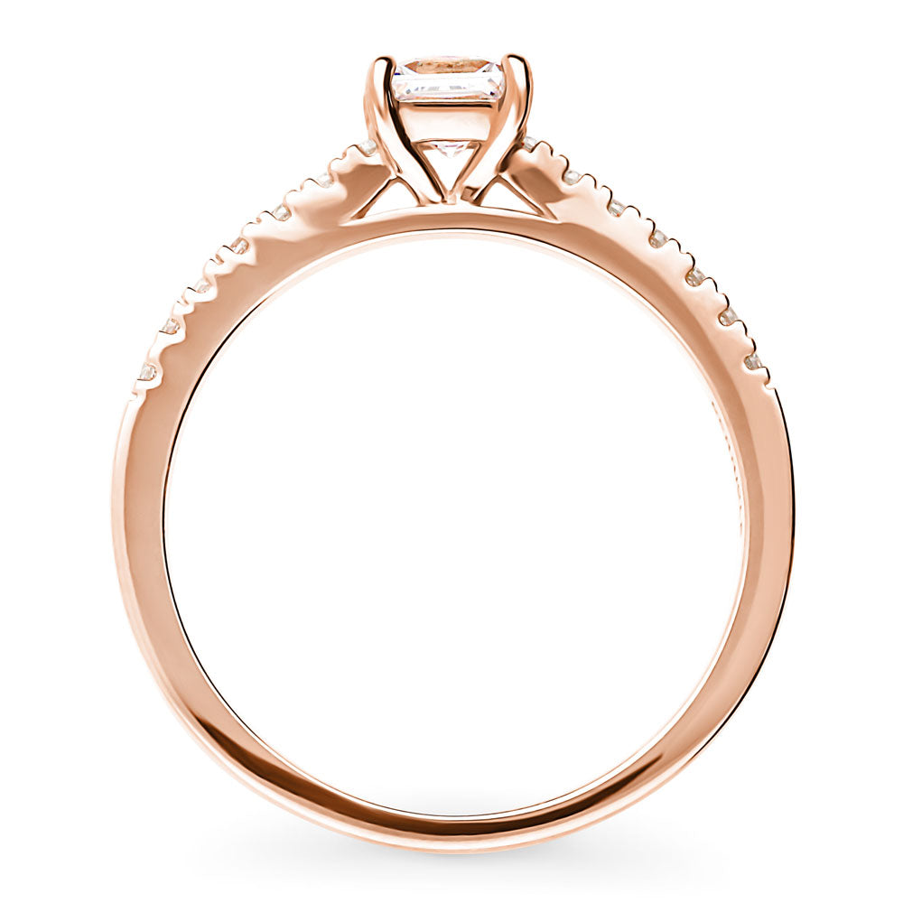 Alternate view of Solitaire Princess CZ Ring in Rose Gold Plated Sterling Silver, 7 of 8