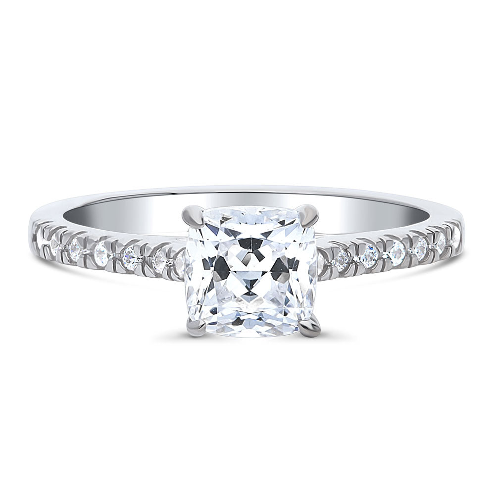 Solitaire 1.25ct Cushion CZ Ring in Sterling Silver