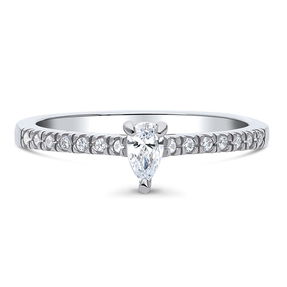Solitaire 0.3ct Pear CZ Ring in Sterling Silver, 1 of 11
