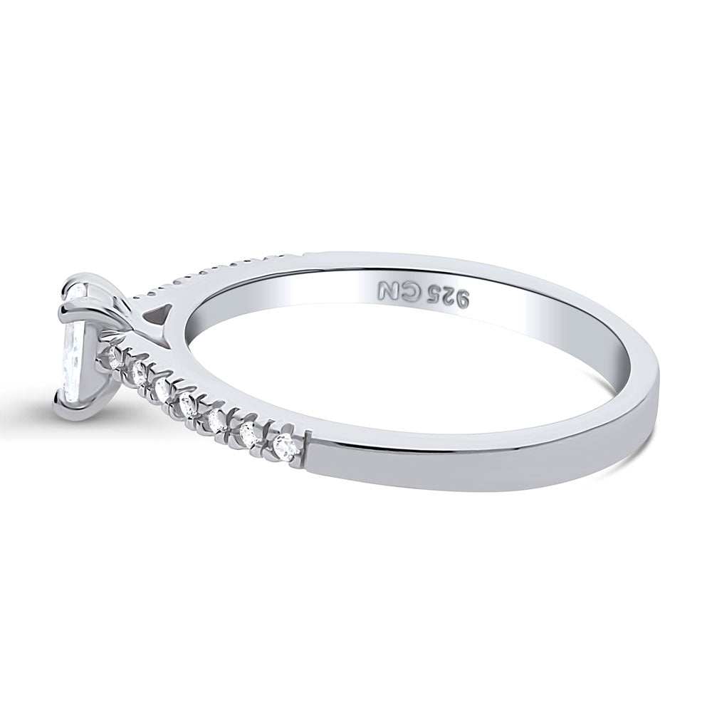 Angle view of Solitaire 0.3ct Pear CZ Ring in Sterling Silver, 5 of 11