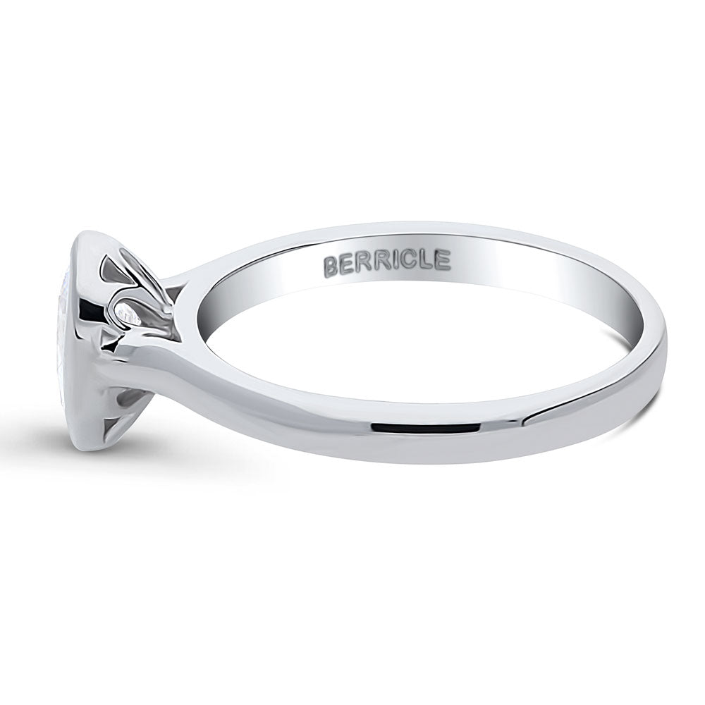Angle view of Solitaire 0.8ct Bezel Pear CZ Ring in Sterling Silver, 5 of 8