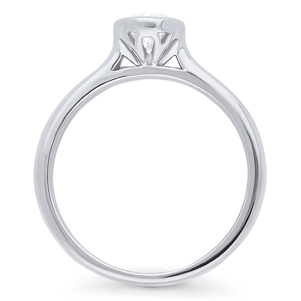 Alternate view of Solitaire 0.8ct Bezel Pear CZ Ring in Sterling Silver, 7 of 8