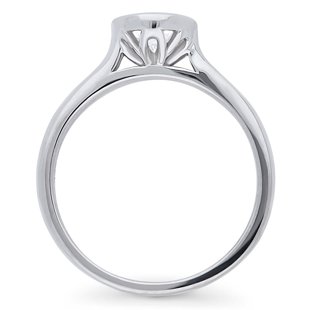 Alternate view of Solitaire 1.2ct Bezel Oval CZ Ring in Sterling Silver, 7 of 8