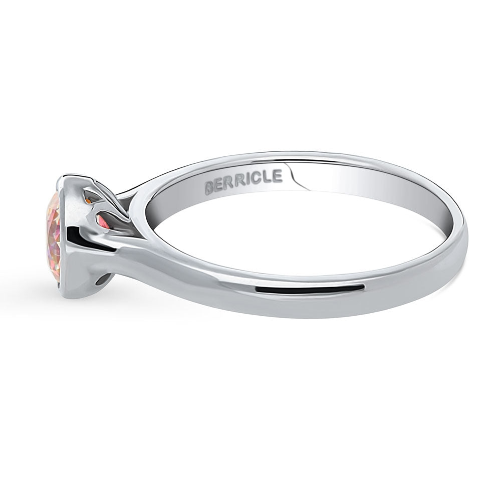 Angle view of Solitaire Kaleidoscope Red Orange CZ Ring in Sterling Silver, 5 of 9