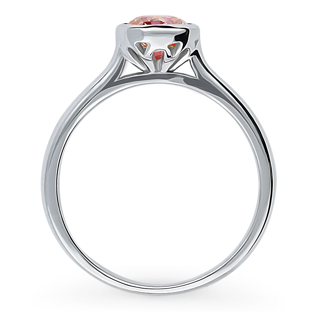 Alternate view of Solitaire Kaleidoscope Red Orange CZ Ring in Sterling Silver, 8 of 9