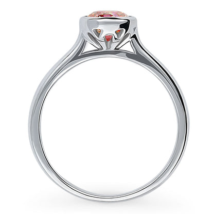 Solitaire Kaleidoscope Red Orange CZ Ring in Sterling Silver