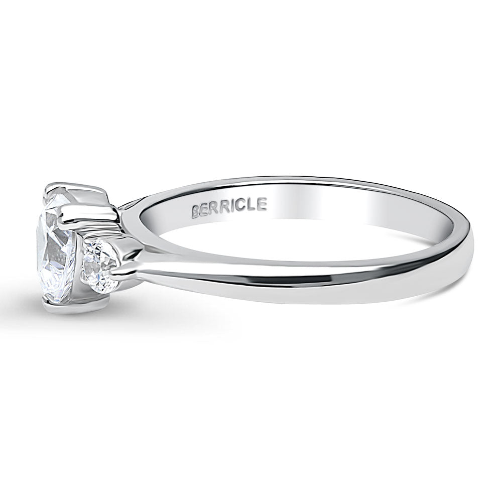 3-Stone Heart 0.7ct Heart CZ Ring in Sterling Silver