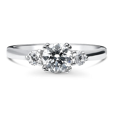3-Stone Round CZ Ring in Sterling Silver