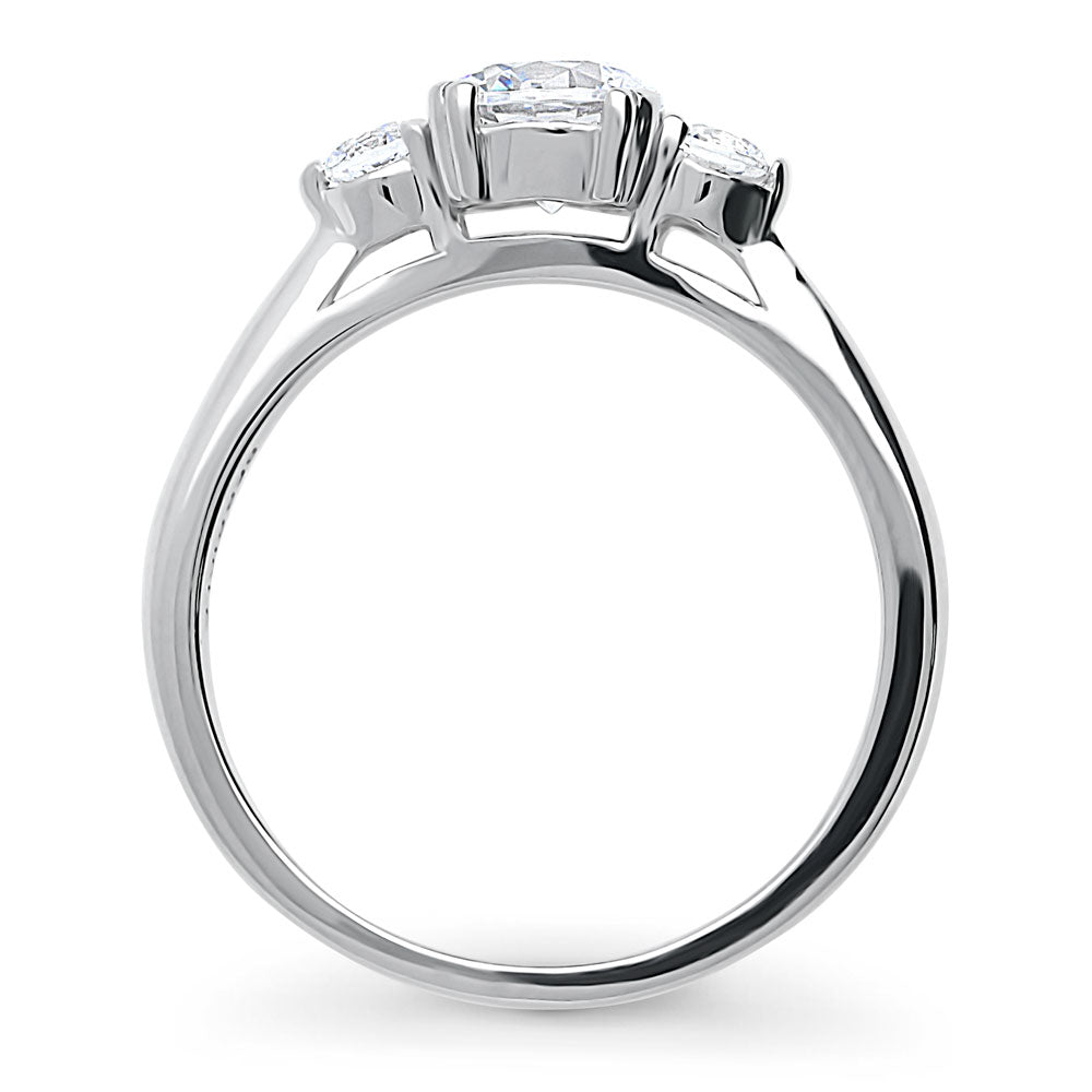 Alternate view of 3-Stone Round CZ Ring in Sterling Silver, 7 of 8