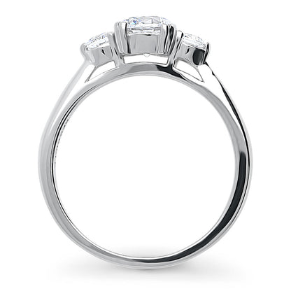 3-Stone 0.8ct CZ Ring in Sterling Silver