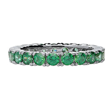 Green CZ Stackable Eternity Ring in Sterling Silver