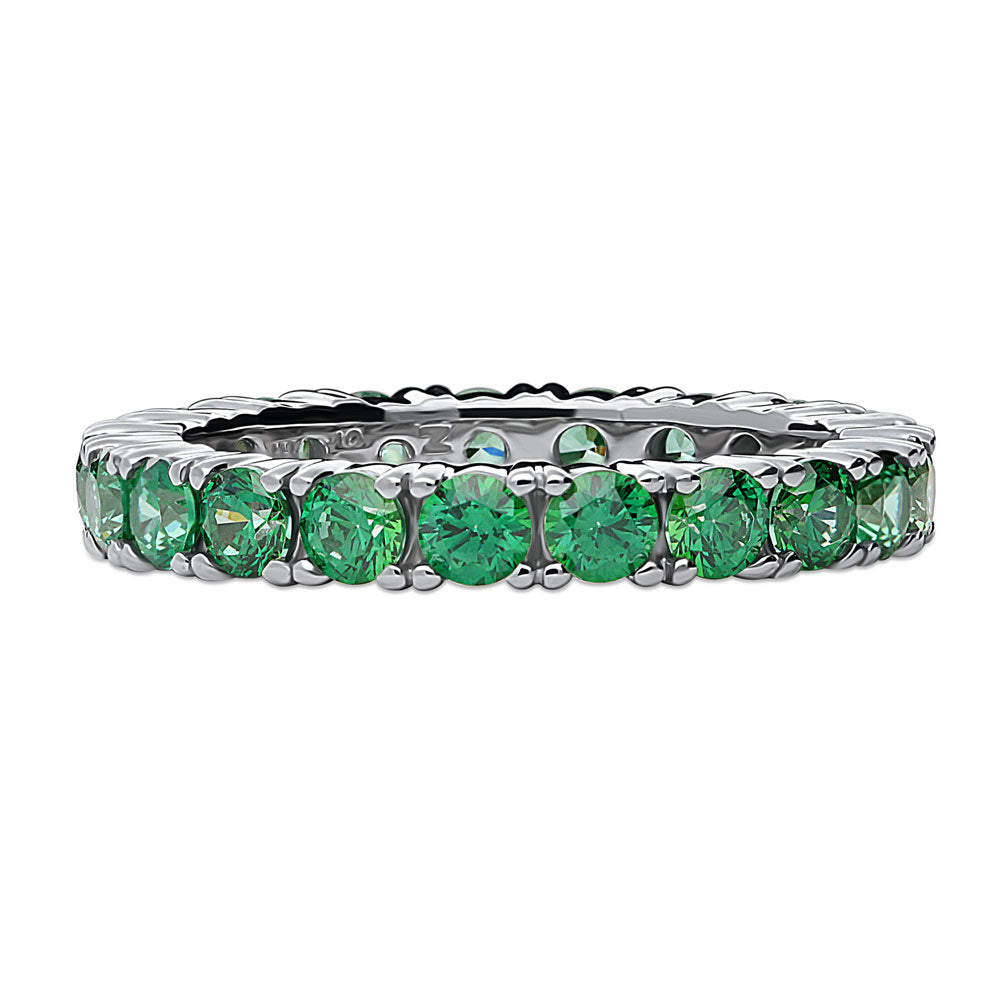 Green CZ Eternity Ring in Sterling Silver