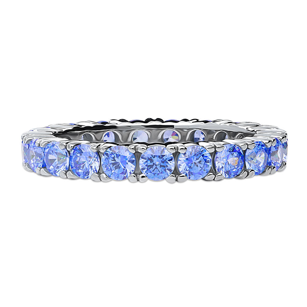 Blue CZ Eternity Ring in Sterling Silver