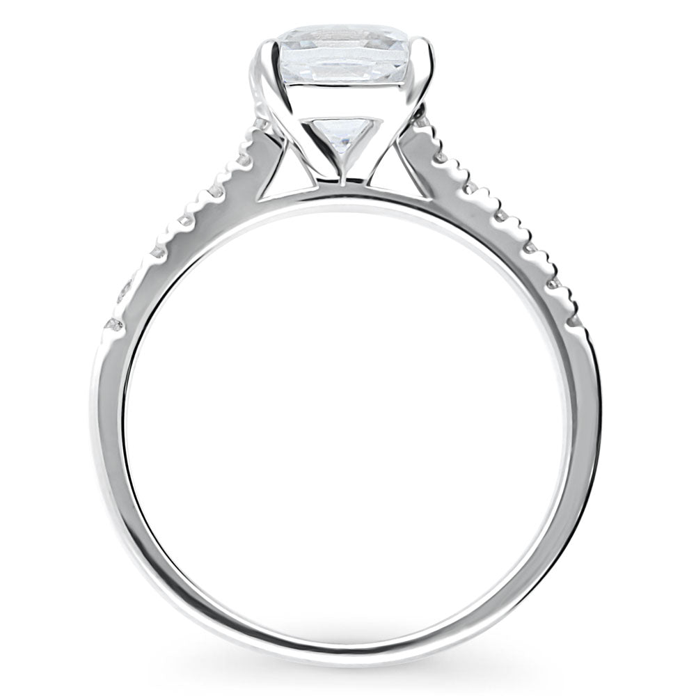 Solitaire 2ct Cushion CZ Ring in Sterling Silver