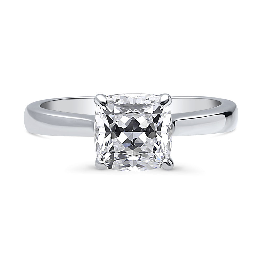Solitaire 2ct Cushion CZ Ring in Sterling Silver, 1 of 8