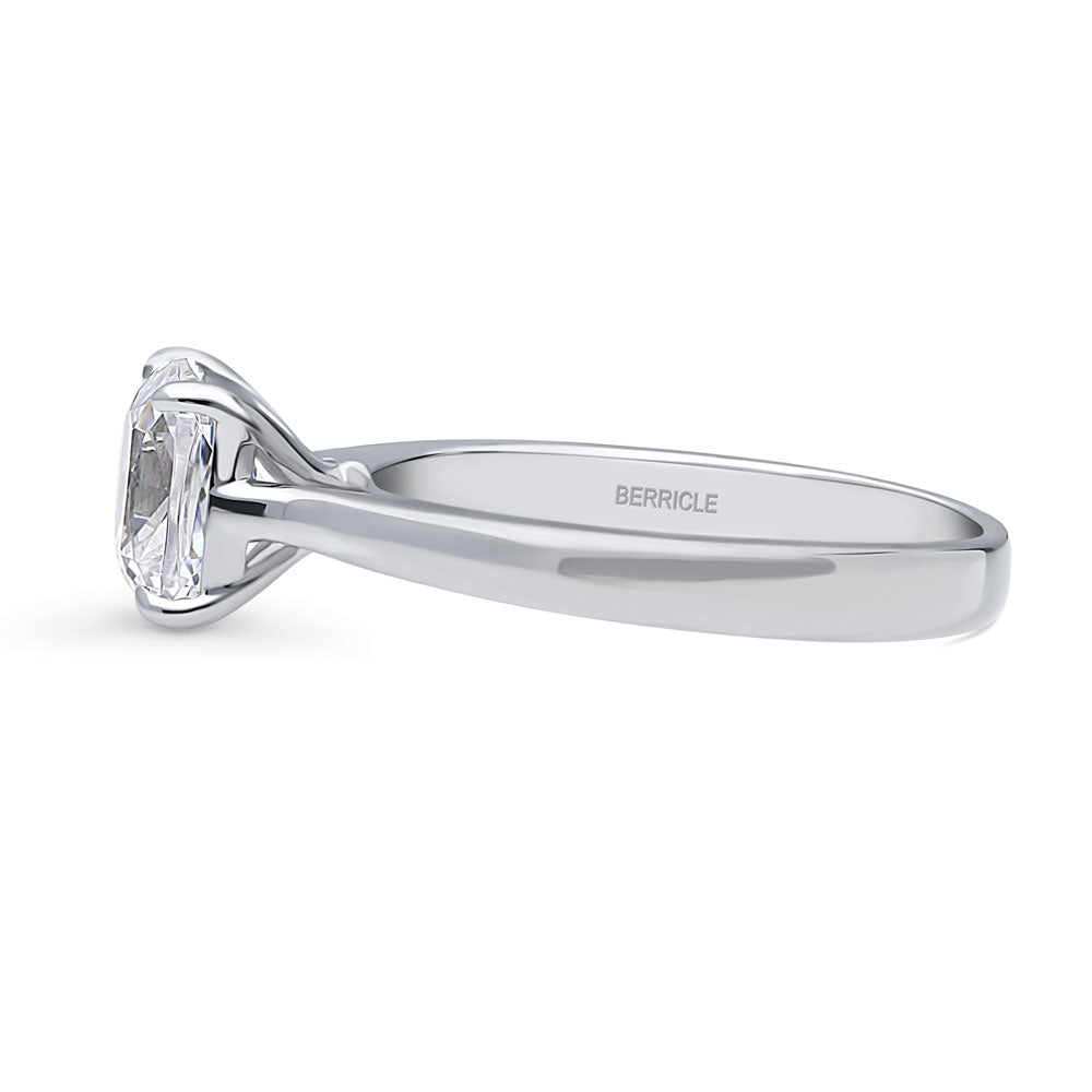 Angle view of Solitaire 2ct Cushion CZ Ring in Sterling Silver, 5 of 8