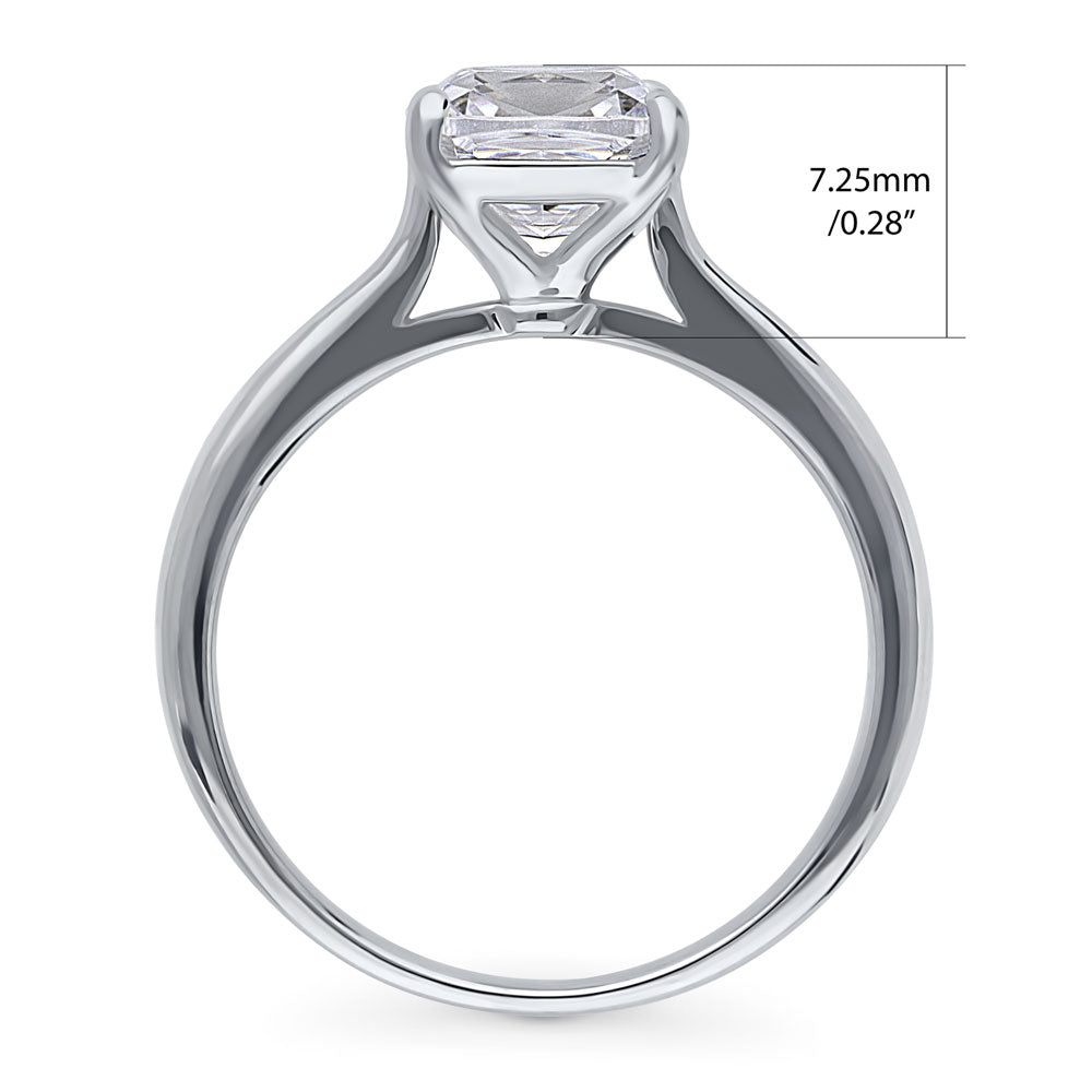 Alternate view of Solitaire 2ct Cushion CZ Ring in Sterling Silver, 7 of 8