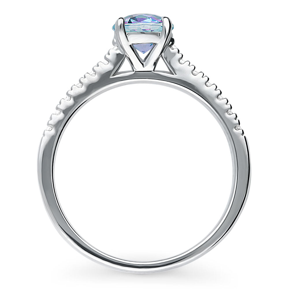 Alternate view of Solitaire Purple Aqua Round CZ Ring in Sterling Silver 0.8ct, 7 of 8