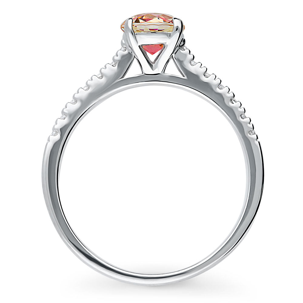 Alternate view of Solitaire Red Orange Round CZ Ring in Sterling Silver 0.8ct, 7 of 8
