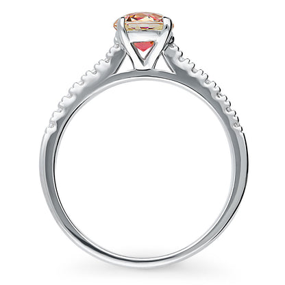 Solitaire Kaleidoscope Red Orange CZ Ring in Sterling Silver
