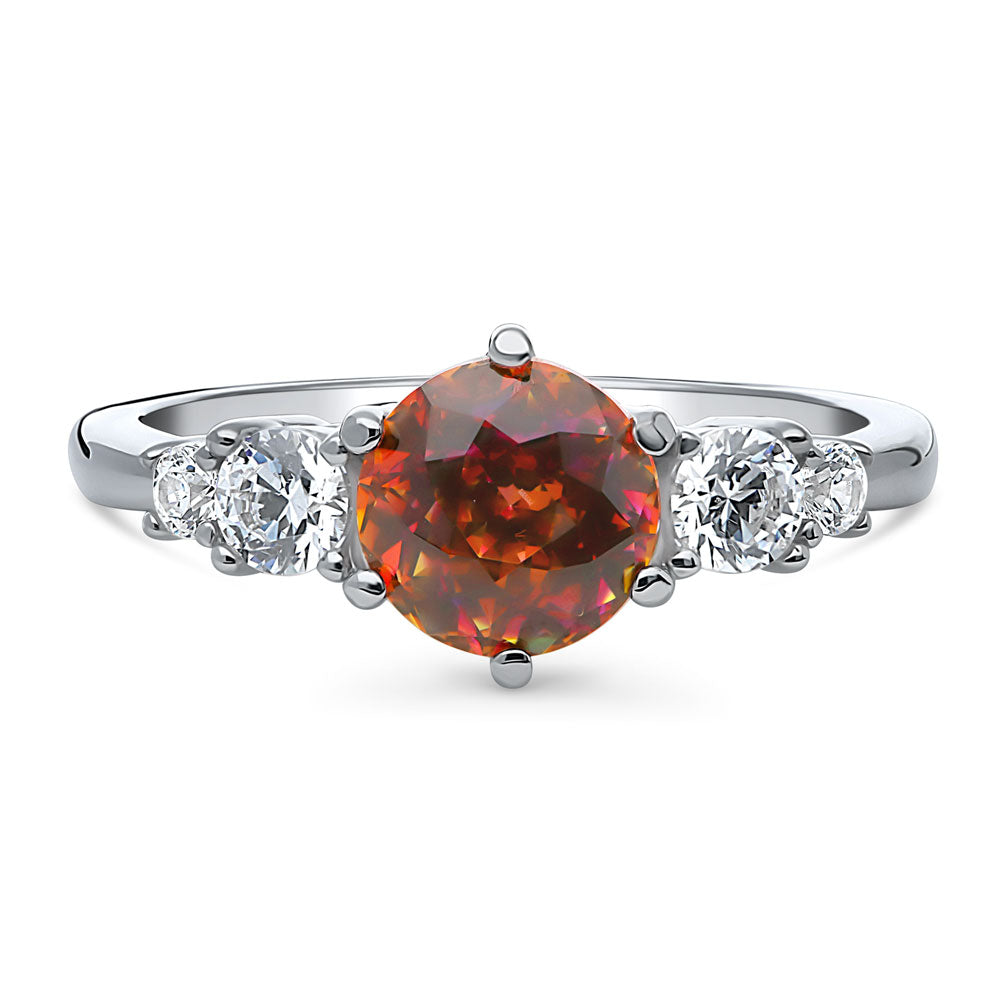 Solitaire Red Orange Round CZ Ring in Sterling Silver 1.25ct, 1 of 8