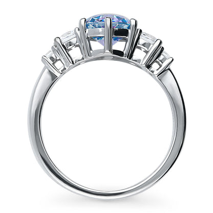 Solitaire Kaleidoscope Purple Aqua CZ Ring in Sterling Silver