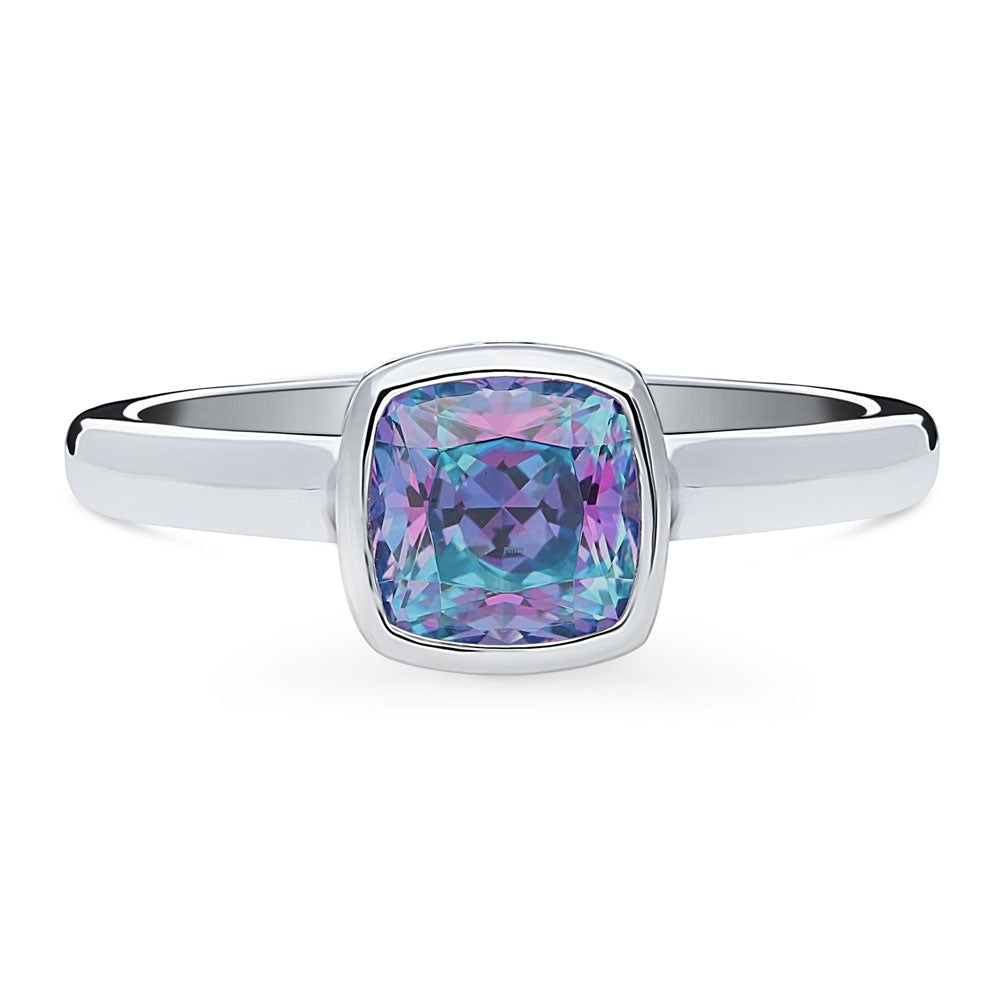 Solitaire Kaleidoscope Purple Aqua CZ Ring in Sterling Silver, 1 of 9