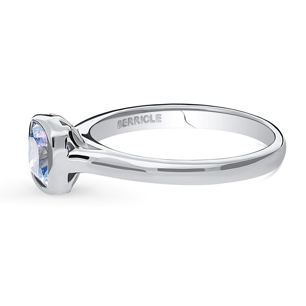 Angle view of Solitaire Kaleidoscope Purple Aqua CZ Ring in Sterling Silver, 5 of 9