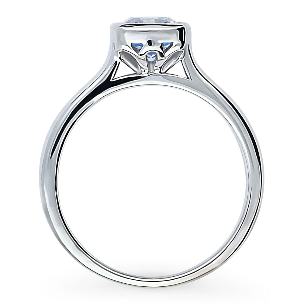 Solitaire Bezel Set Cushion CZ Ring in Sterling Silver 1.25ct