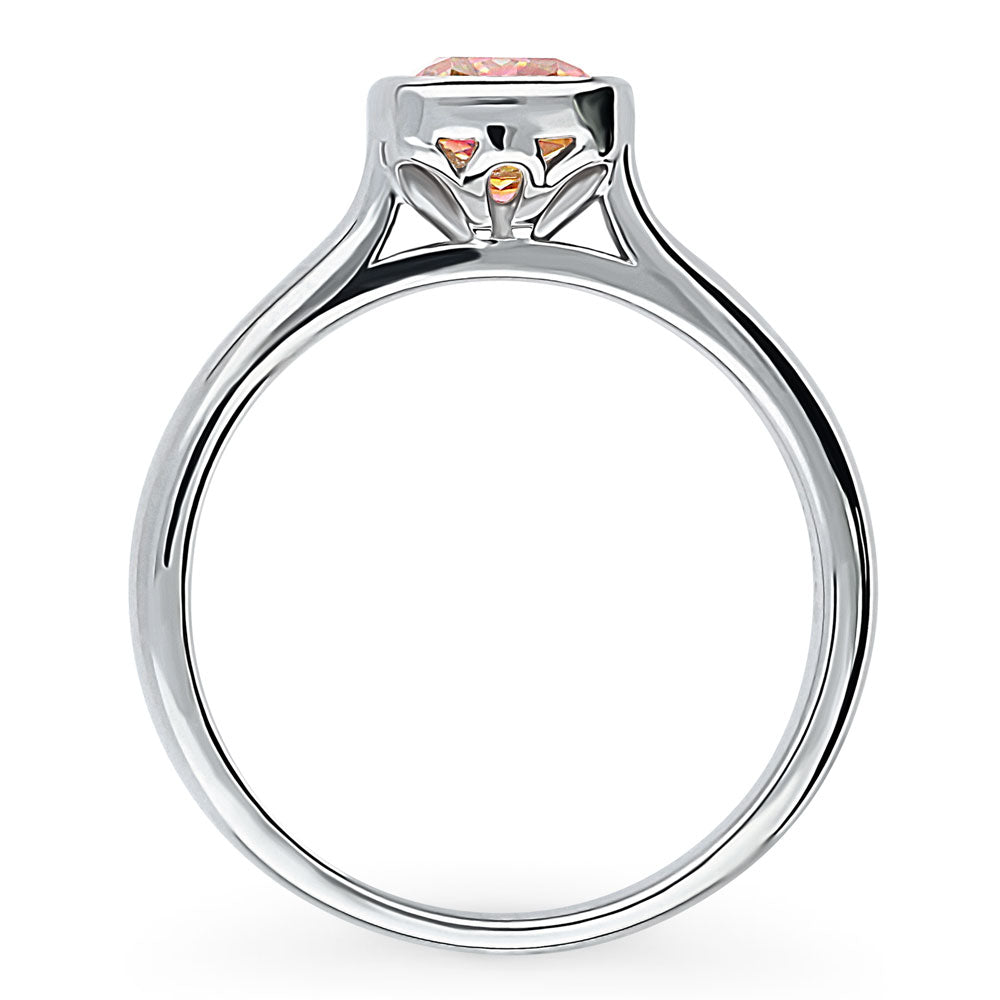 Alternate view of Solitaire Kaleidoscope Red Orange CZ Ring in Sterling Silver, 8 of 10
