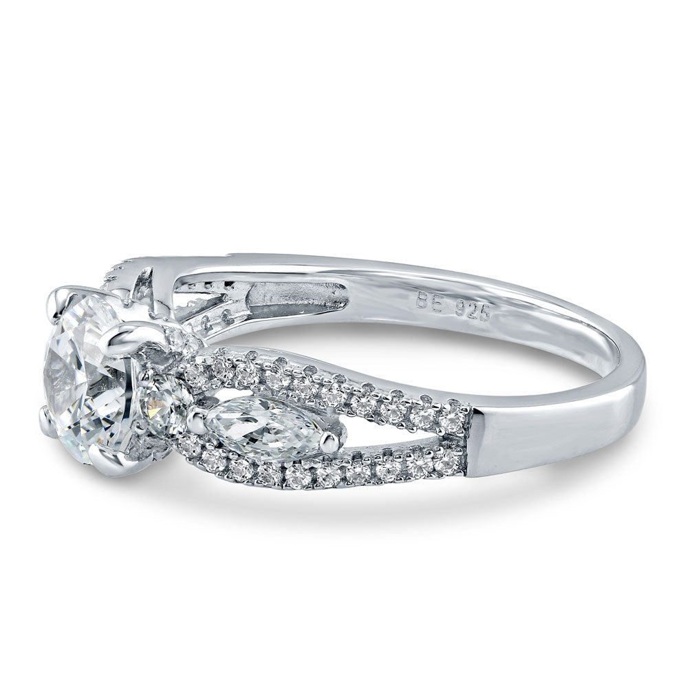 Angle view of Solitaire 1ct CZ Ring in Sterling Silver, 5 of 8