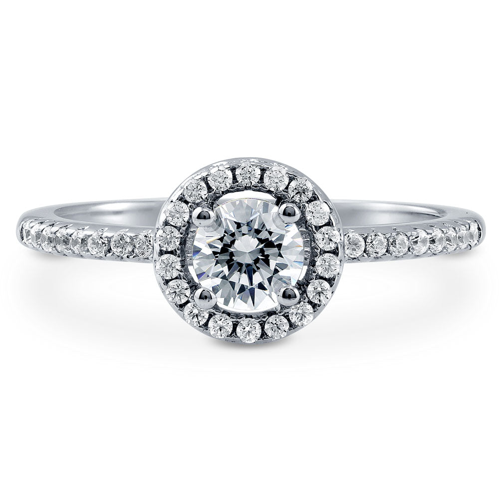 Halo CZ Ring in Sterling Silver
