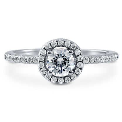 Halo CZ Ring in Sterling Silver