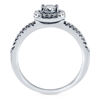 Halo CZ Ring in Sterling Silver