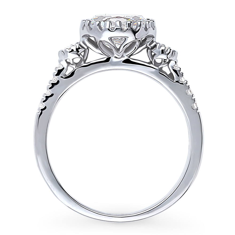 Alternate view of 3-Stone 1.2ct Oval CZ Ring in Sterling Silver, 8 of 9