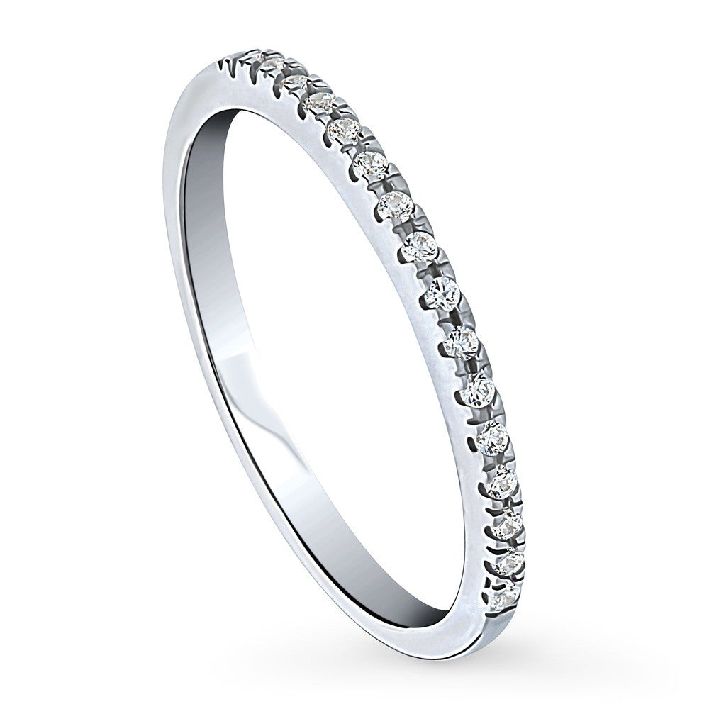 Front view of CZ Half Eternity Ring in Sterling Silver, 4 of 9