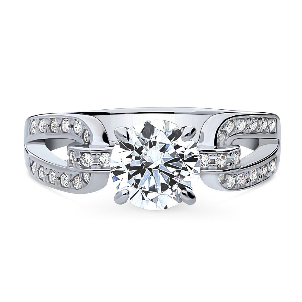 Solitaire Interlocking 1.25ct Round CZ Ring in Sterling Silver