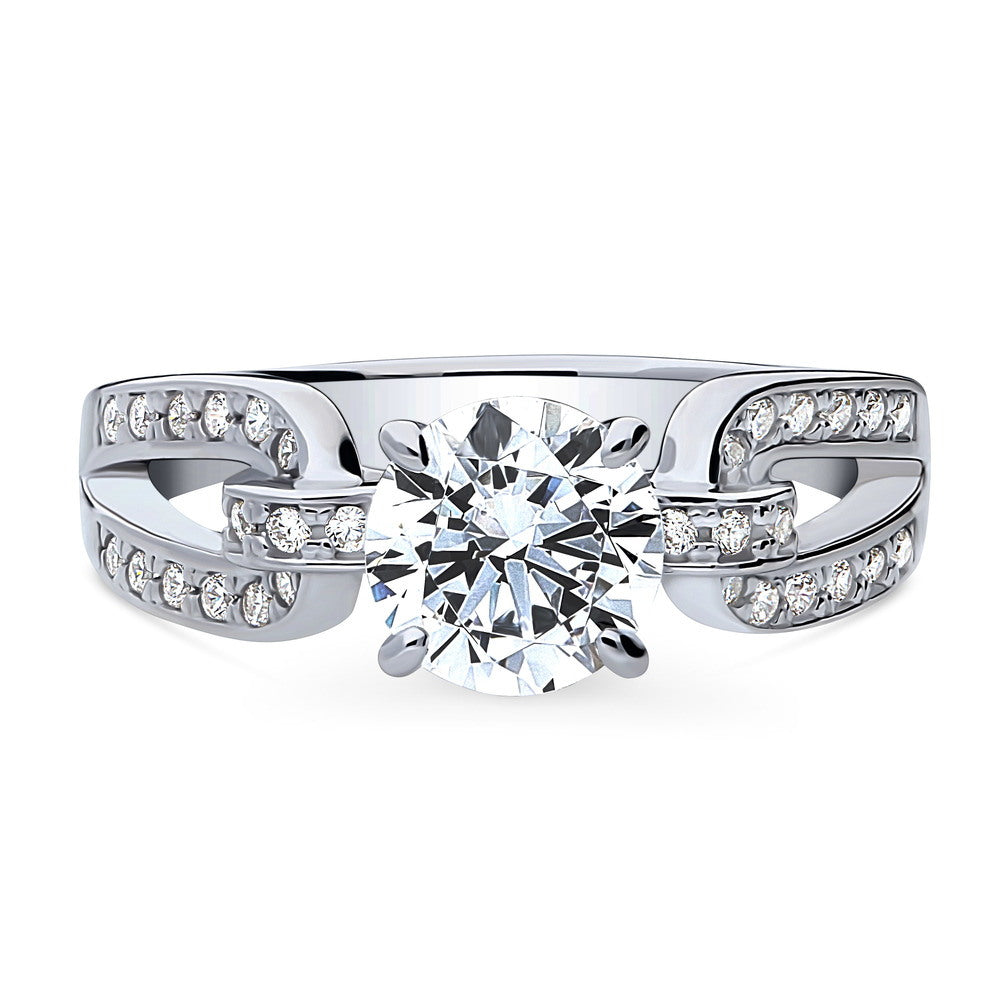 Solitaire Interlocking 1.25ct CZ Ring in Sterling Silver, 1 of 9