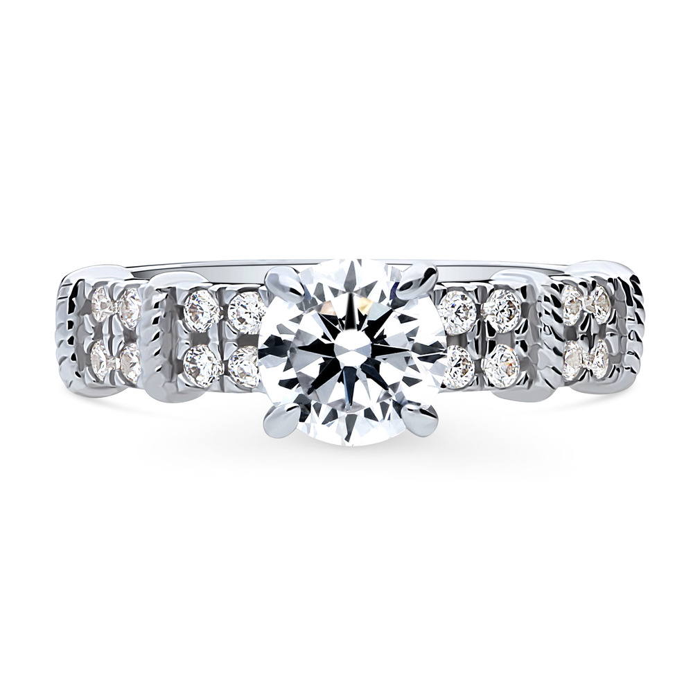 Solitaire 1ct Round CZ Ring in Sterling Silver, 1 of 9