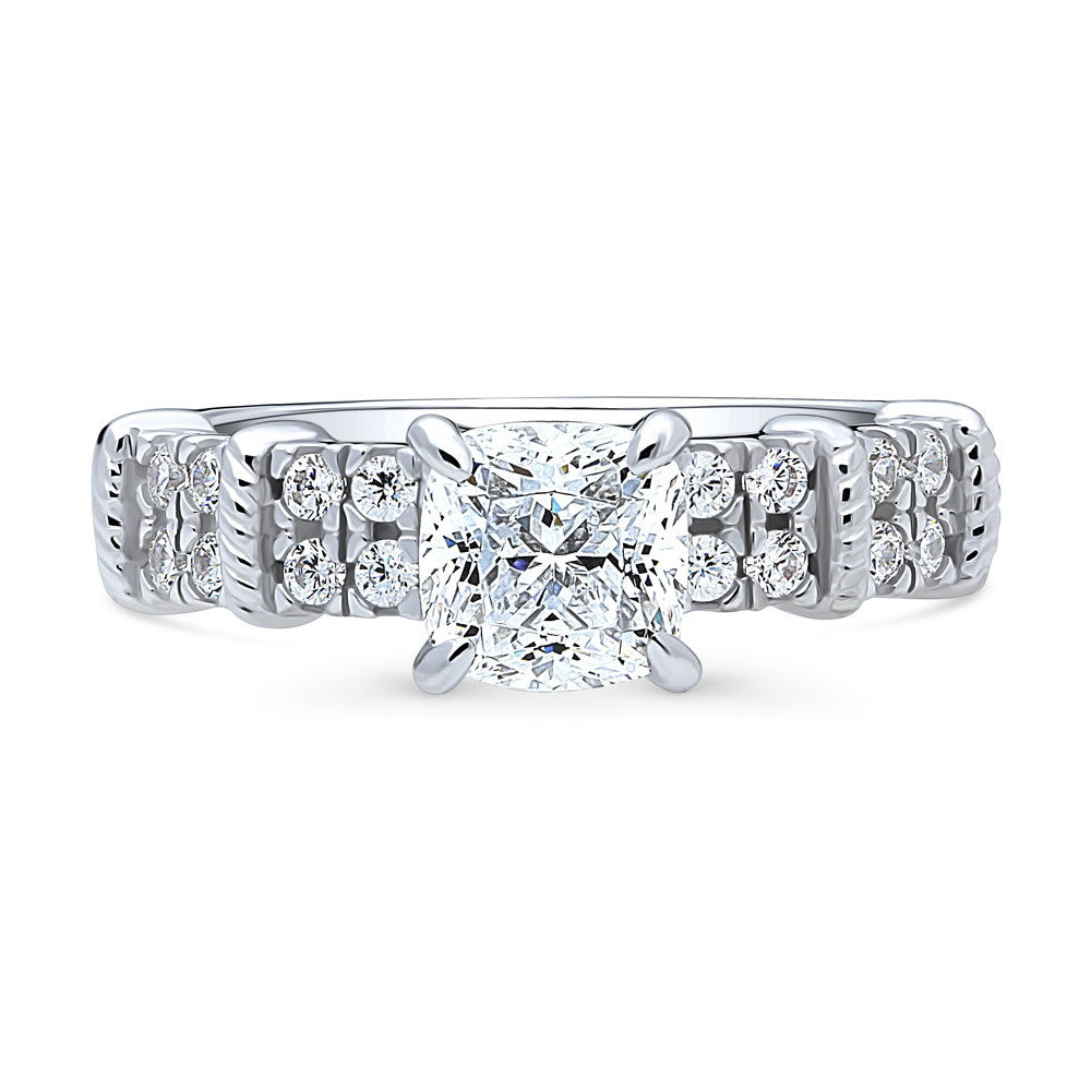 Solitaire 1.25ct Cushion CZ Ring in Sterling Silver