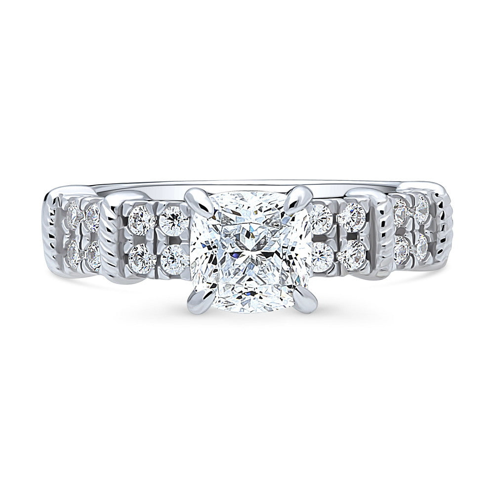 Solitaire 1.25ct Cushion CZ Ring in Sterling Silver, 1 of 9