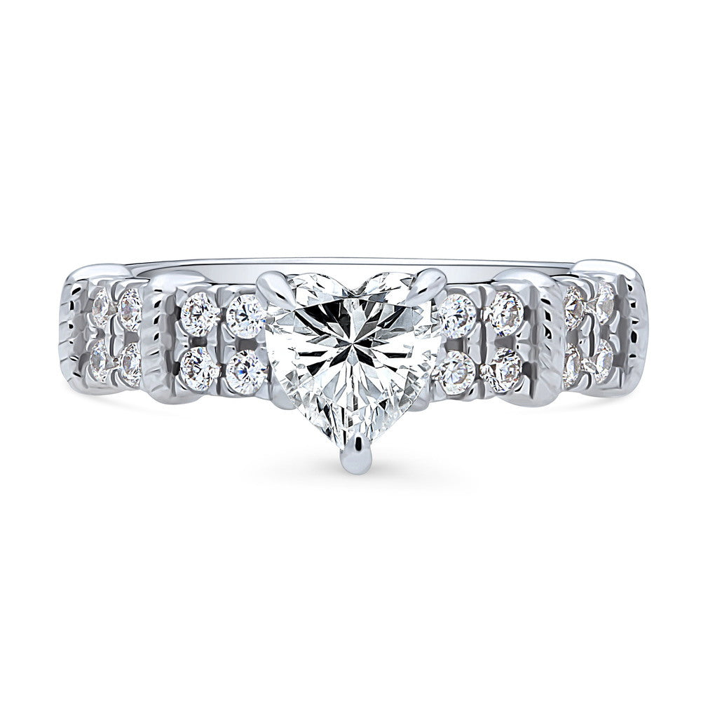 Solitaire 0.7ct Heart CZ Ring in Sterling Silver