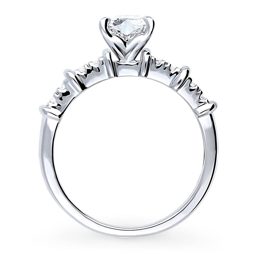 Alternate view of Solitaire Heart 0.7ct CZ Ring in Sterling Silver, 8 of 9