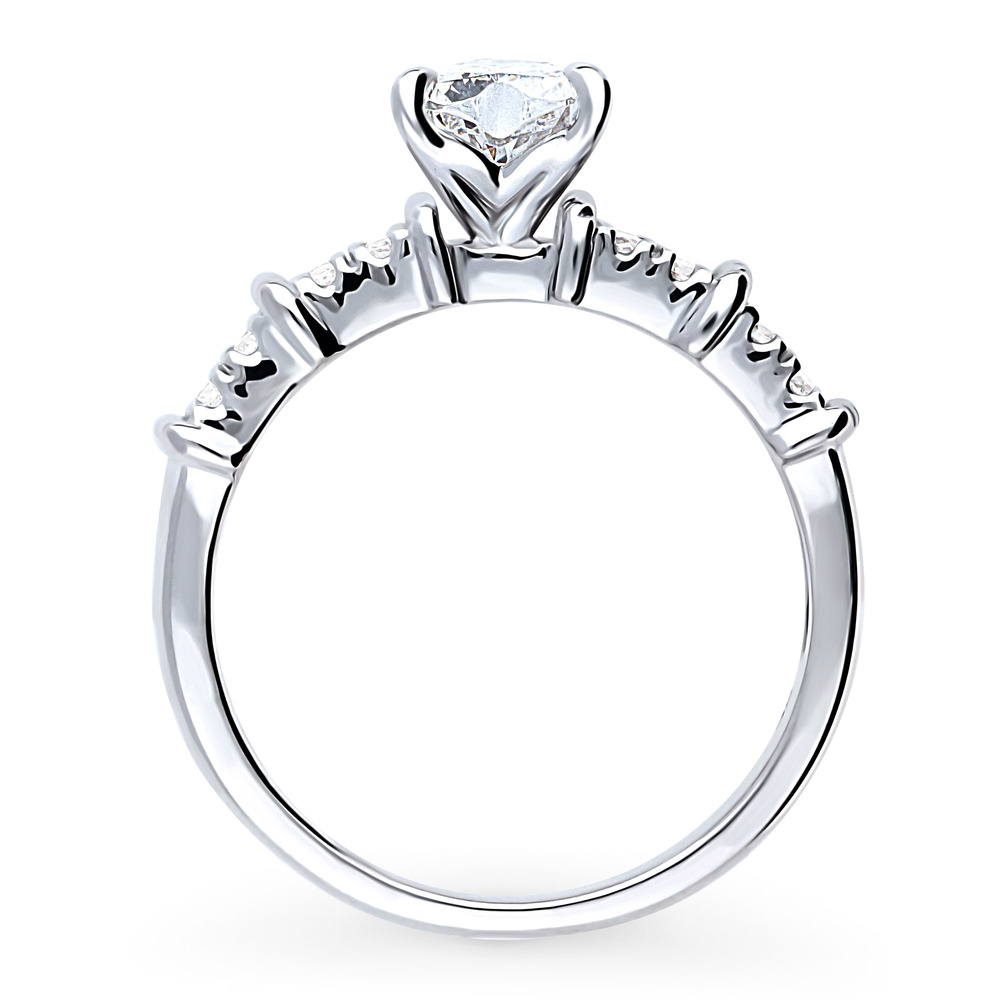 Alternate view of Solitaire Heart 0.7ct Heart CZ Ring in Sterling Silver, 8 of 9